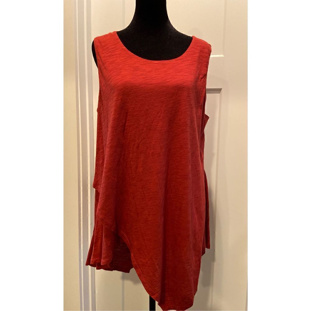 New Directions Women's Long Layered Sleeveless Burnt Orange Tunic Petite XL - Ne